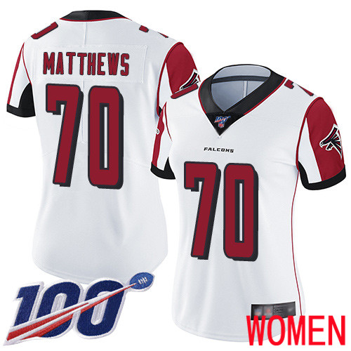 Atlanta Falcons Limited White Women Jake Matthews Road Jersey NFL Football #70 100th Season Vapor Untouchable->youth nfl jersey->Youth Jersey